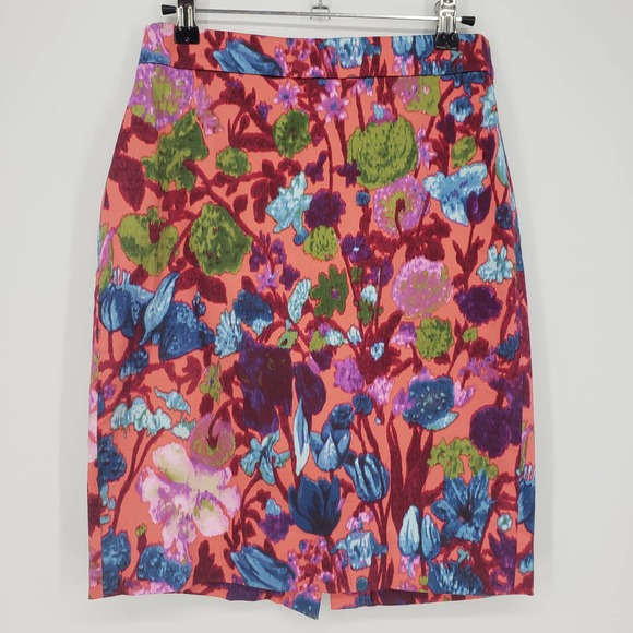 J. Crew Dresses & Skirts - 3/$25 J Crew Pencil Skirt 0 Watercolor Floral Print Cotton Blend Coral Pink